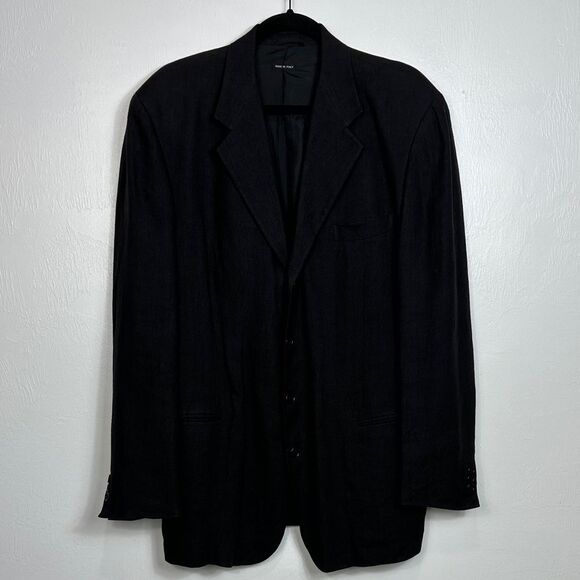 Davis For Men Vestimenta Chicago Linen Black Single Breasted Blazer Size 42 R - Picture 2 of 13